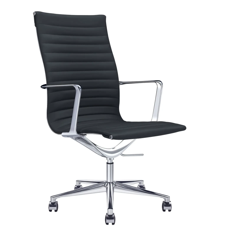 Cadeira de escritório Task Executive com encosto alto em pele | Cadeira de escritório ergonómica premium