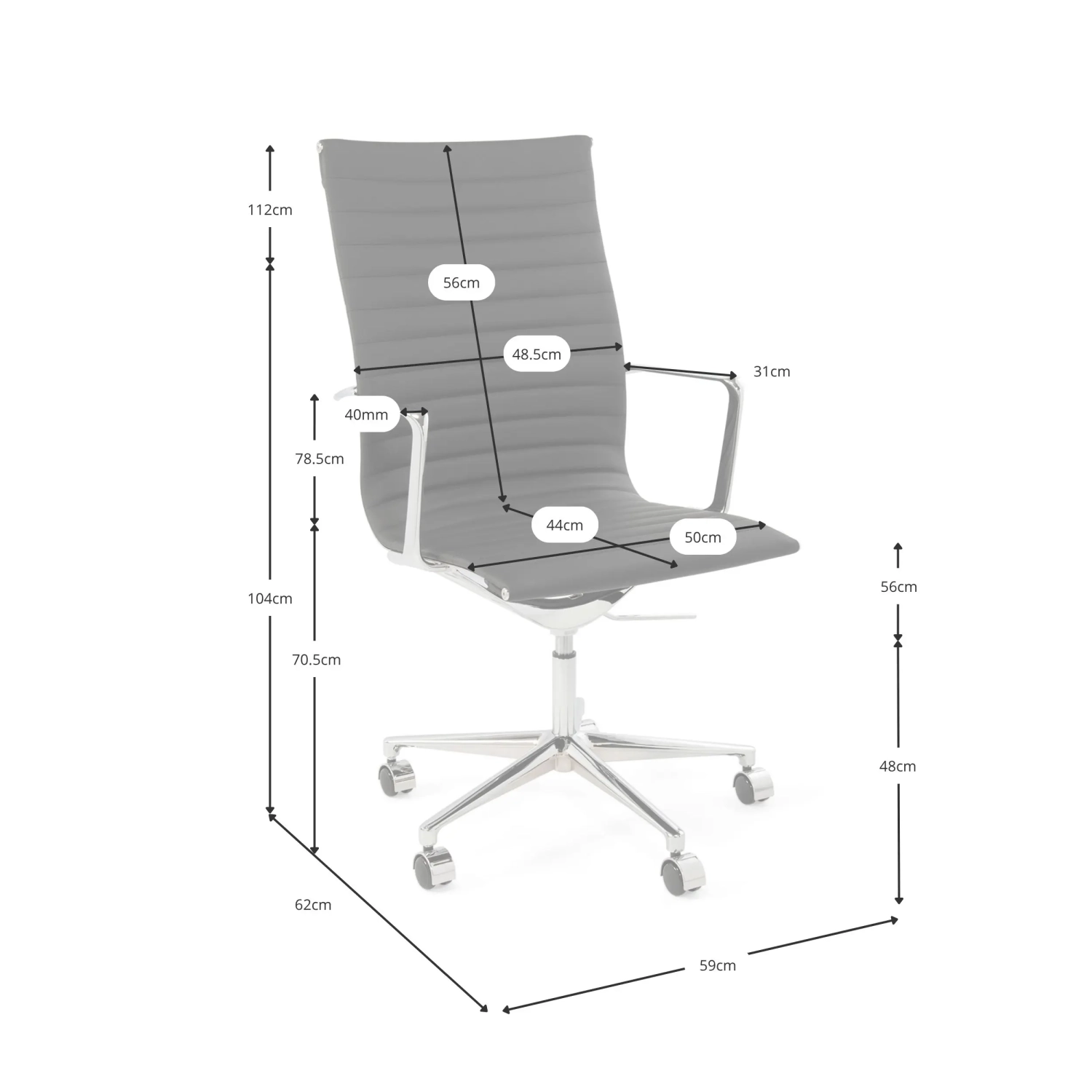 Task Executive Bürostuhl mit hoher Rückenlehne aus Leder | Hochwertiger ergonomischer Bürostuhl