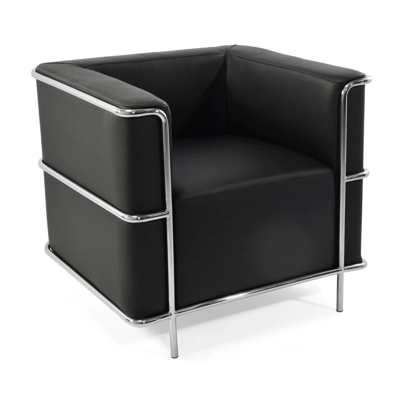 Torino fauteuil van Italiaans leer | Roestvrijstalen frame