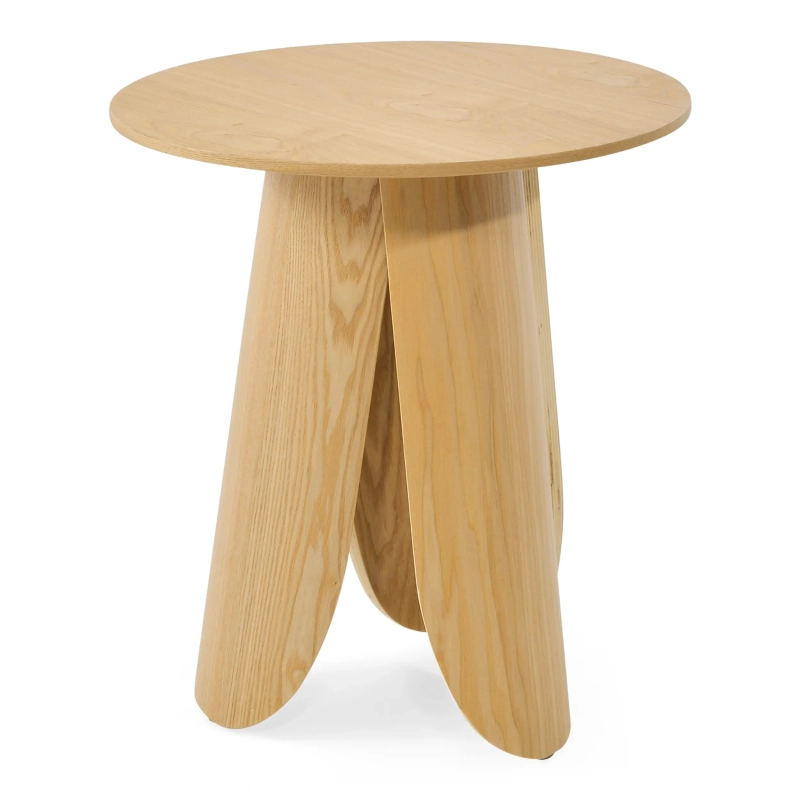 Mesita auxiliar Pluto de madera de fresno escandinavo, 50 cm | Mesa redonda de madera