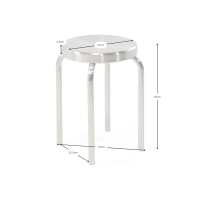 Taburete bajo Delaware de 45 cm de acero inoxidable | Taburete de diseño moderno