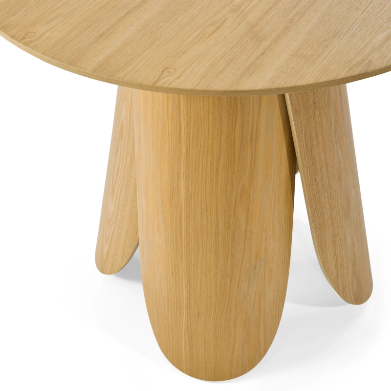 Mesa de jantar redonda de estilo escandinavo em madeira de freixo