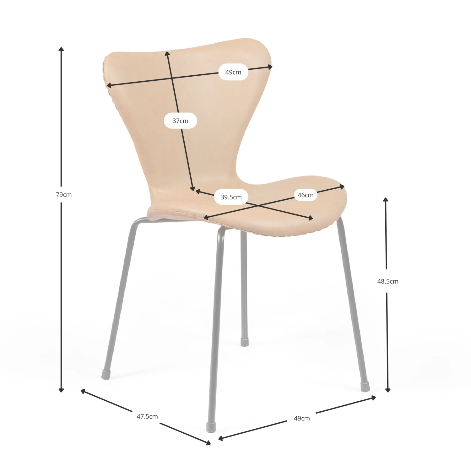 Cadeira de jantar Seven Vintage em imitação de couro | Design industrial moderno