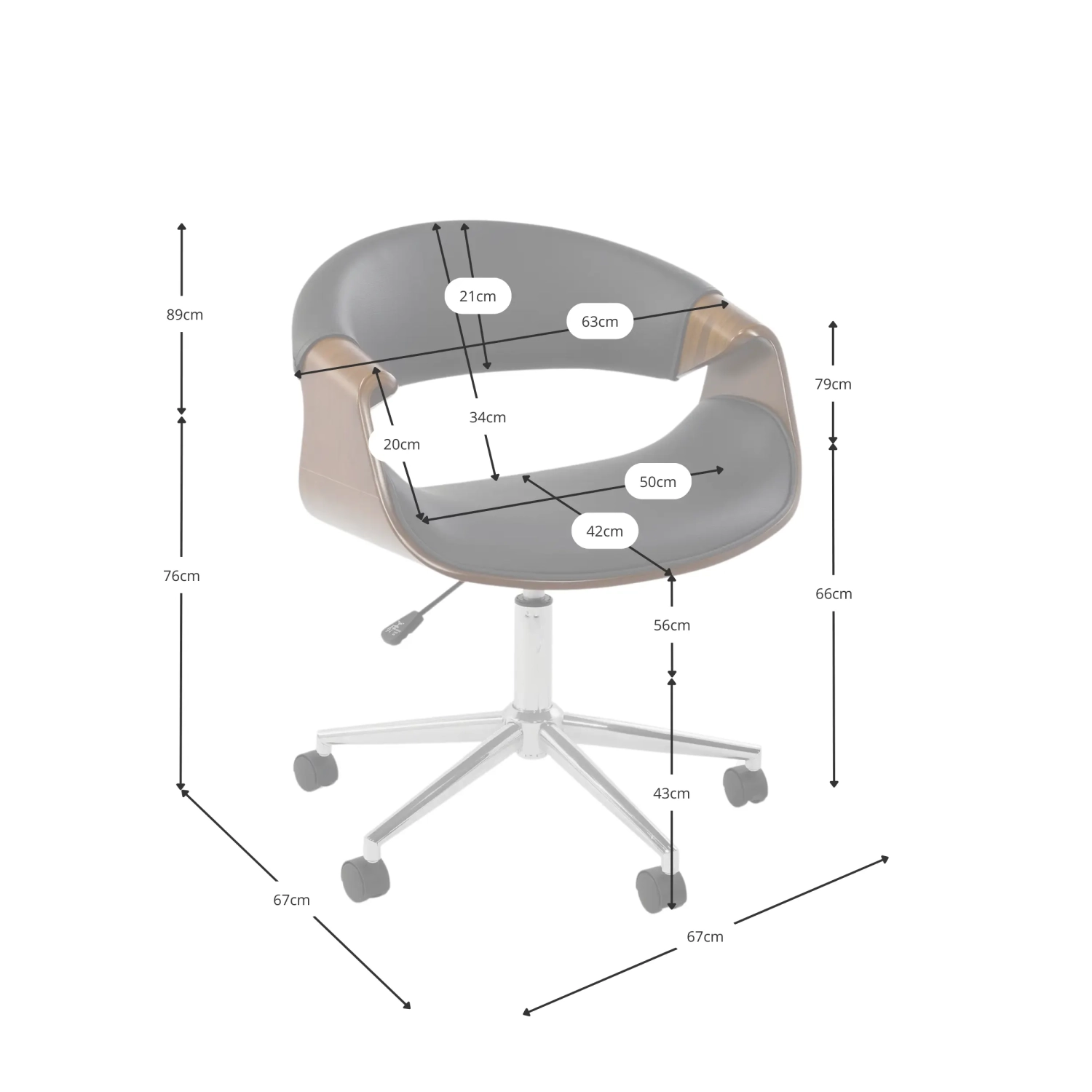 Burrow Chaise de bureau S en noyer | Design du milieu du siècle