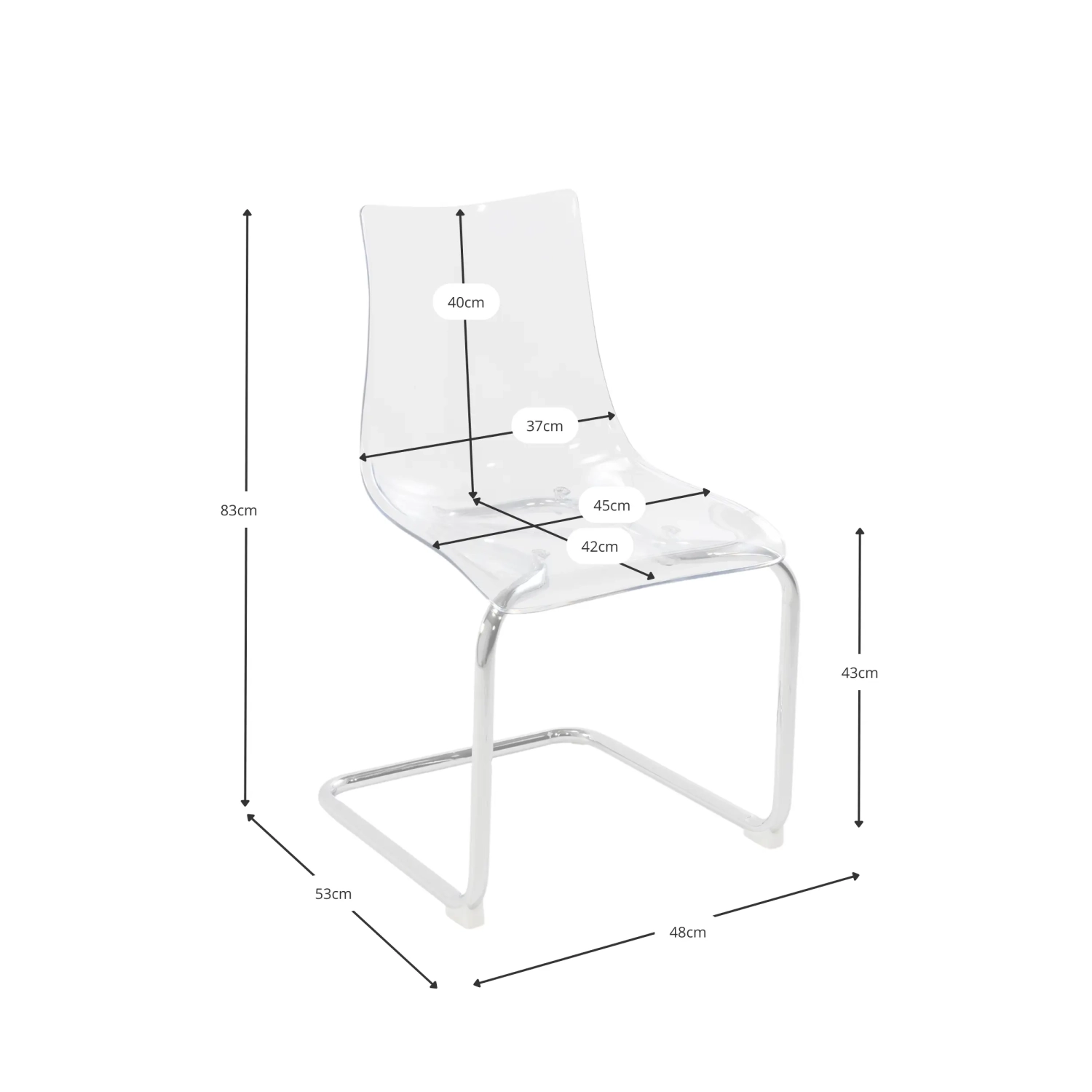 Chaise design transparente Dresden | Polycarbonate et acier chromé
