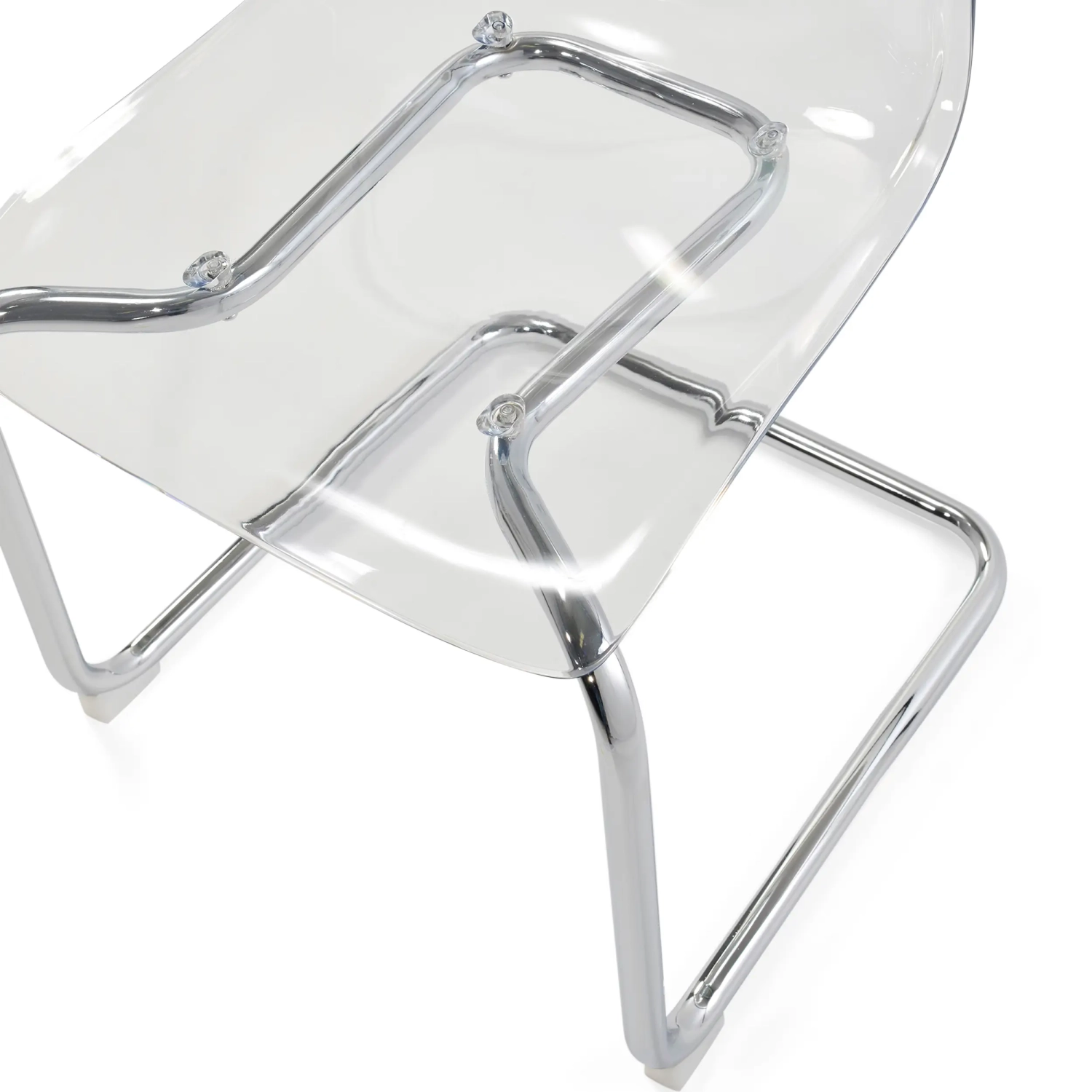 Cadeira de design transparente Dresden | Policarbonato e aço cromado