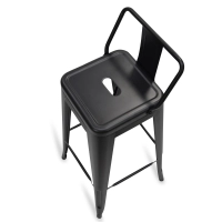 Banqueta industrial ampla bistrô mate de metal