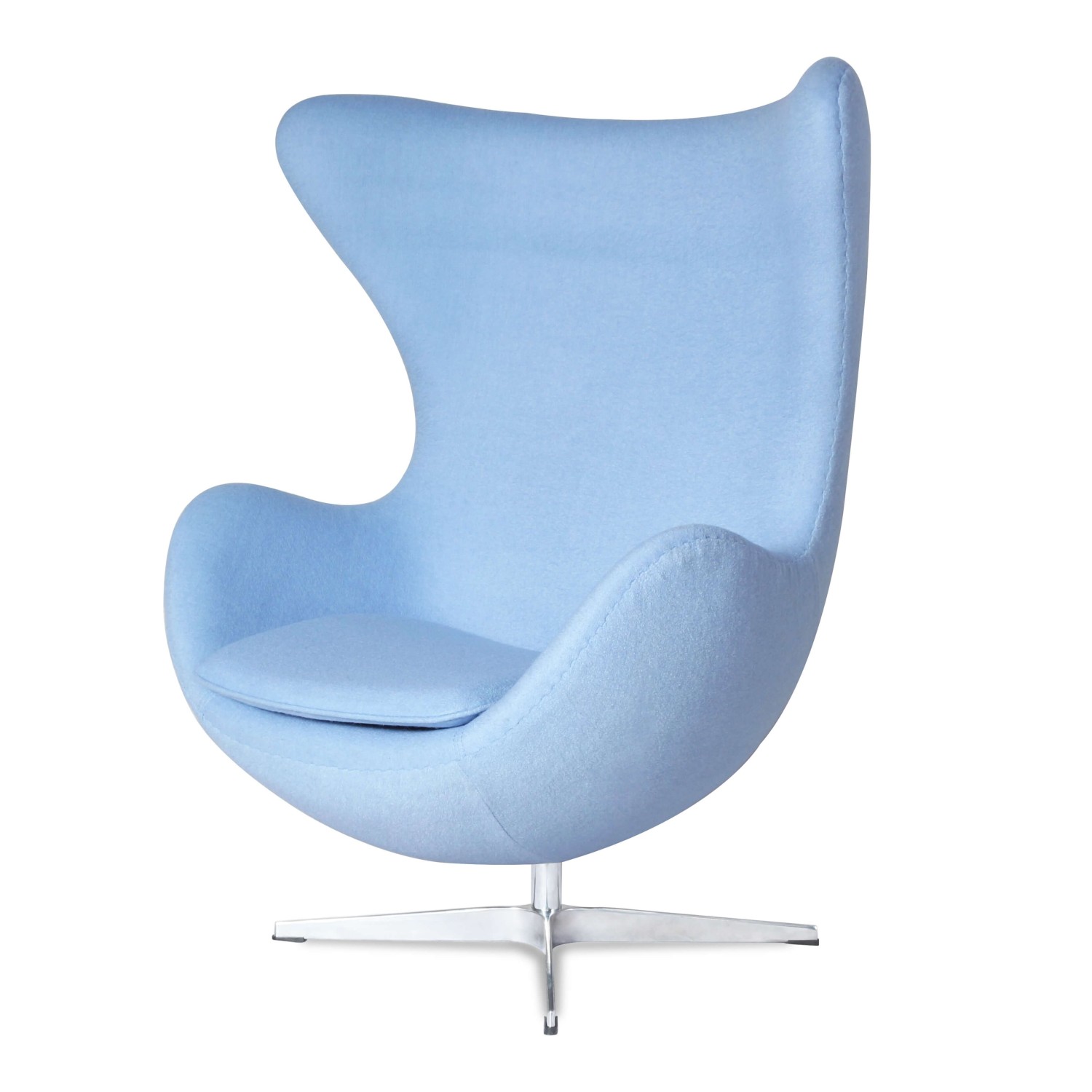Replika fotela Egg z kaszmiru autorstwa projektanta Arne Jacobsen