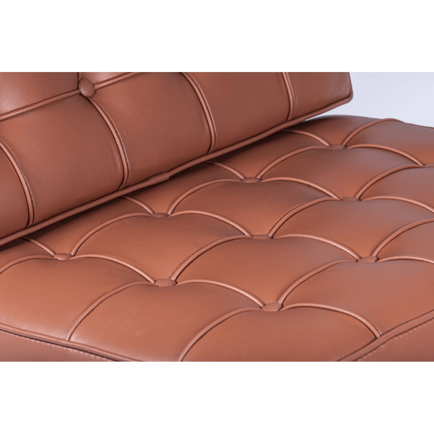 Barcelona Stuhl Replik in Cognac Leder.