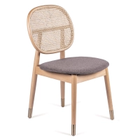Cadeira Marsh em Rattan Natural e Almofada de Algodão Estilo Vintage