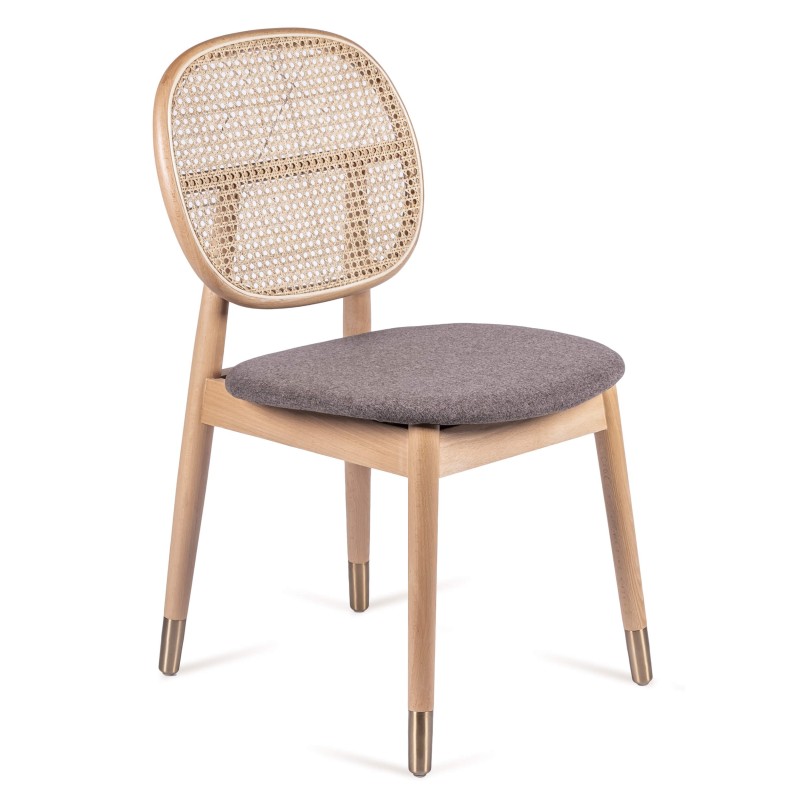 Cadeira Marsh em Rattan Natural e Almofada de Algodão Estilo Vintage