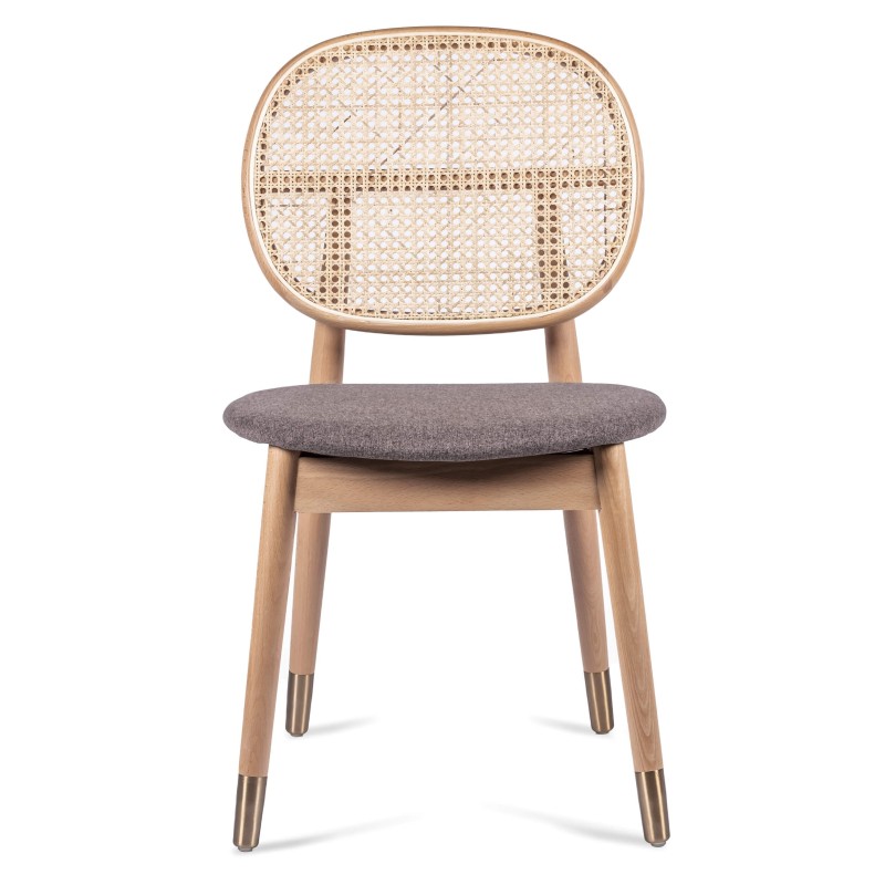 Cadeira Marsh em Rattan Natural e Almofada de Algodão Estilo Vintage