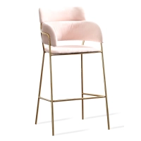Taburete Alto Tapizado con Patas Doradas 