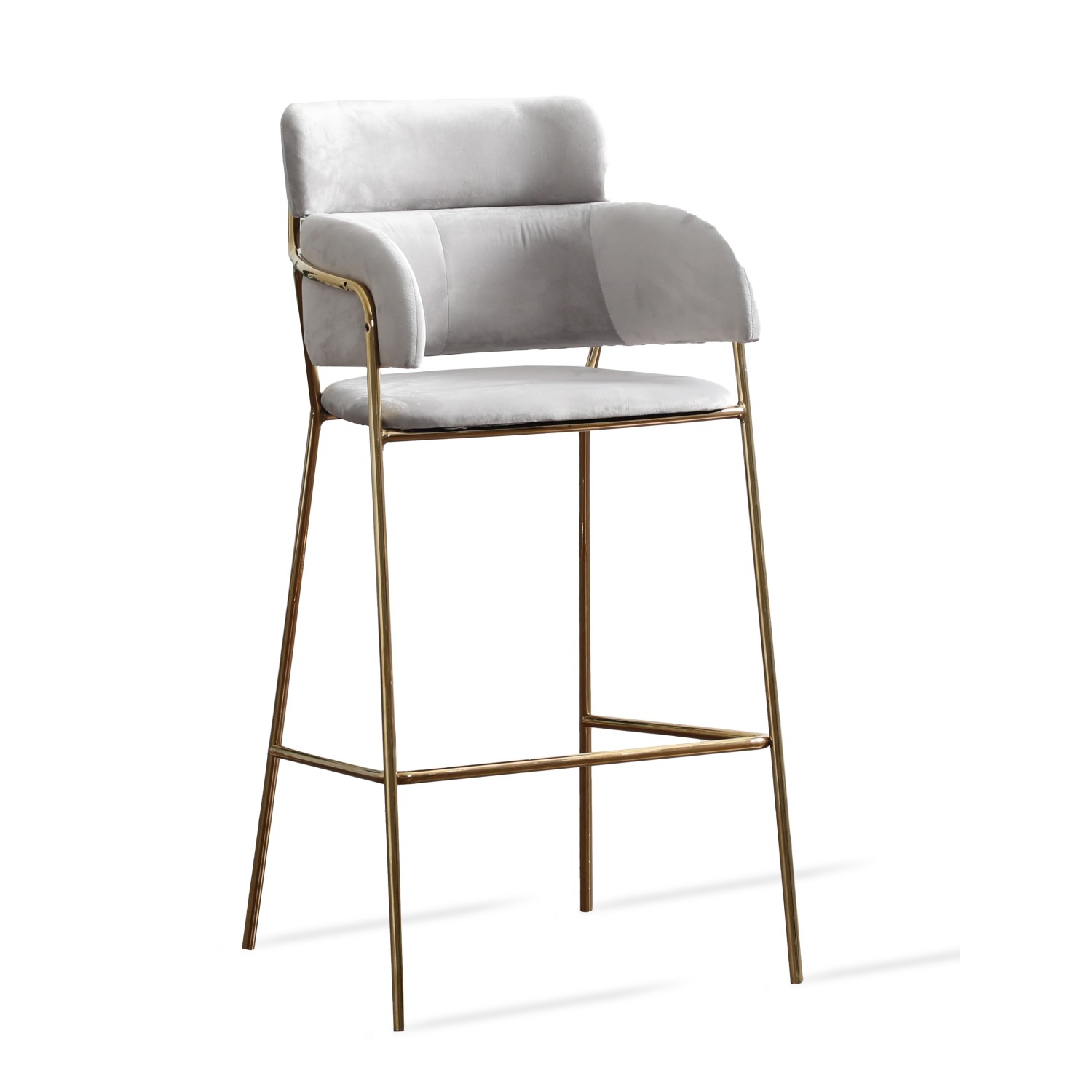 Tabouret haut rembourré avec pieds dorés
