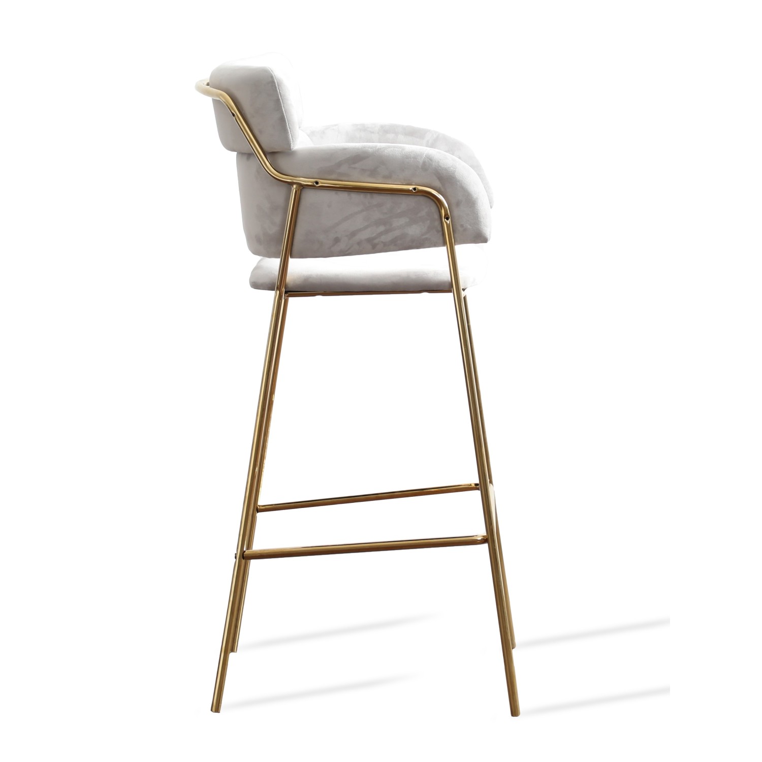 High Upholstered Stool with Golden Legs