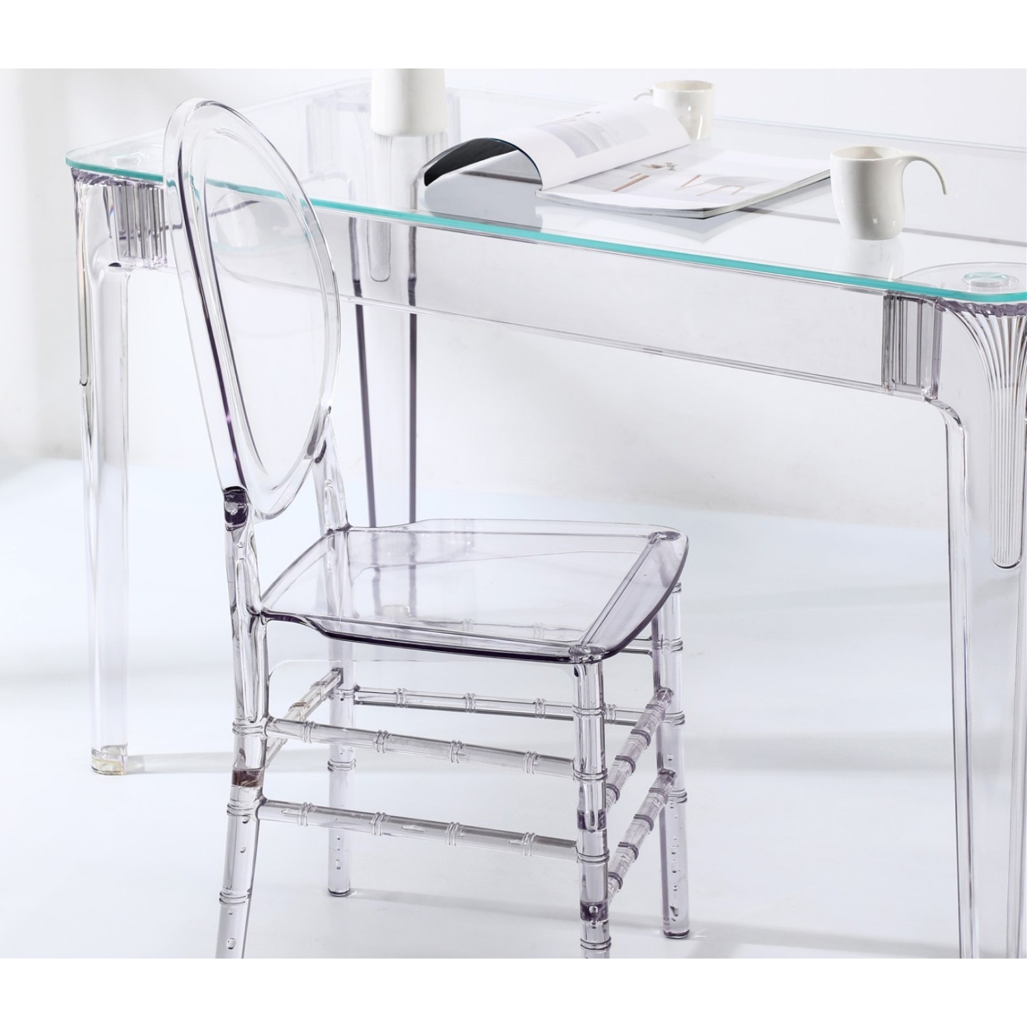 Pack Mesa Ghost 120cm Y 4 Sillas Felipe Ghost