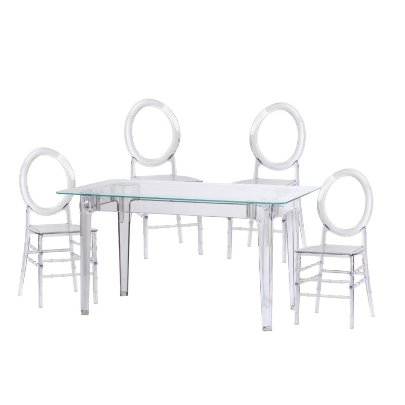 Pack Mesa Ghost 120cm Y 4 Sillas Felipe Ghost