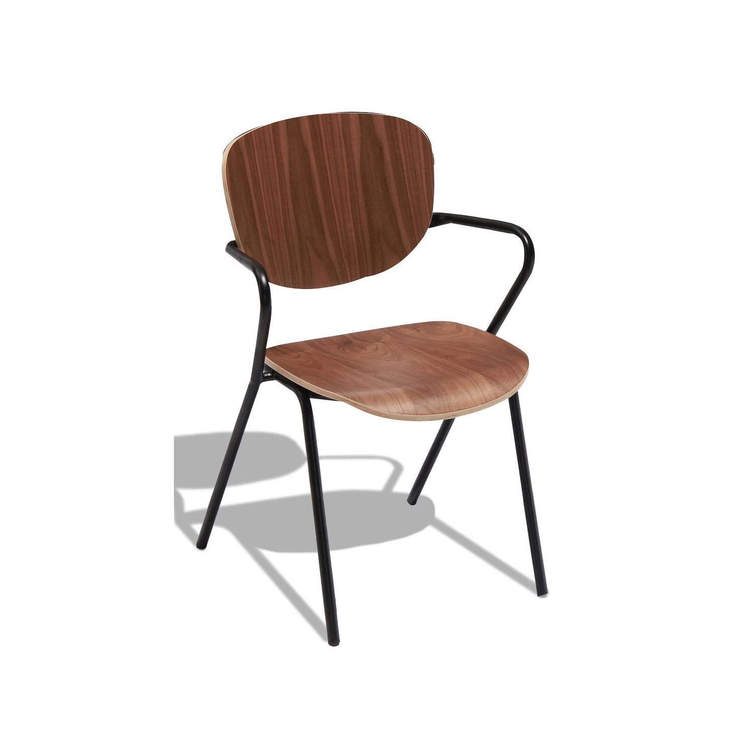 Chaise industrielle Alpha en bois de noyer