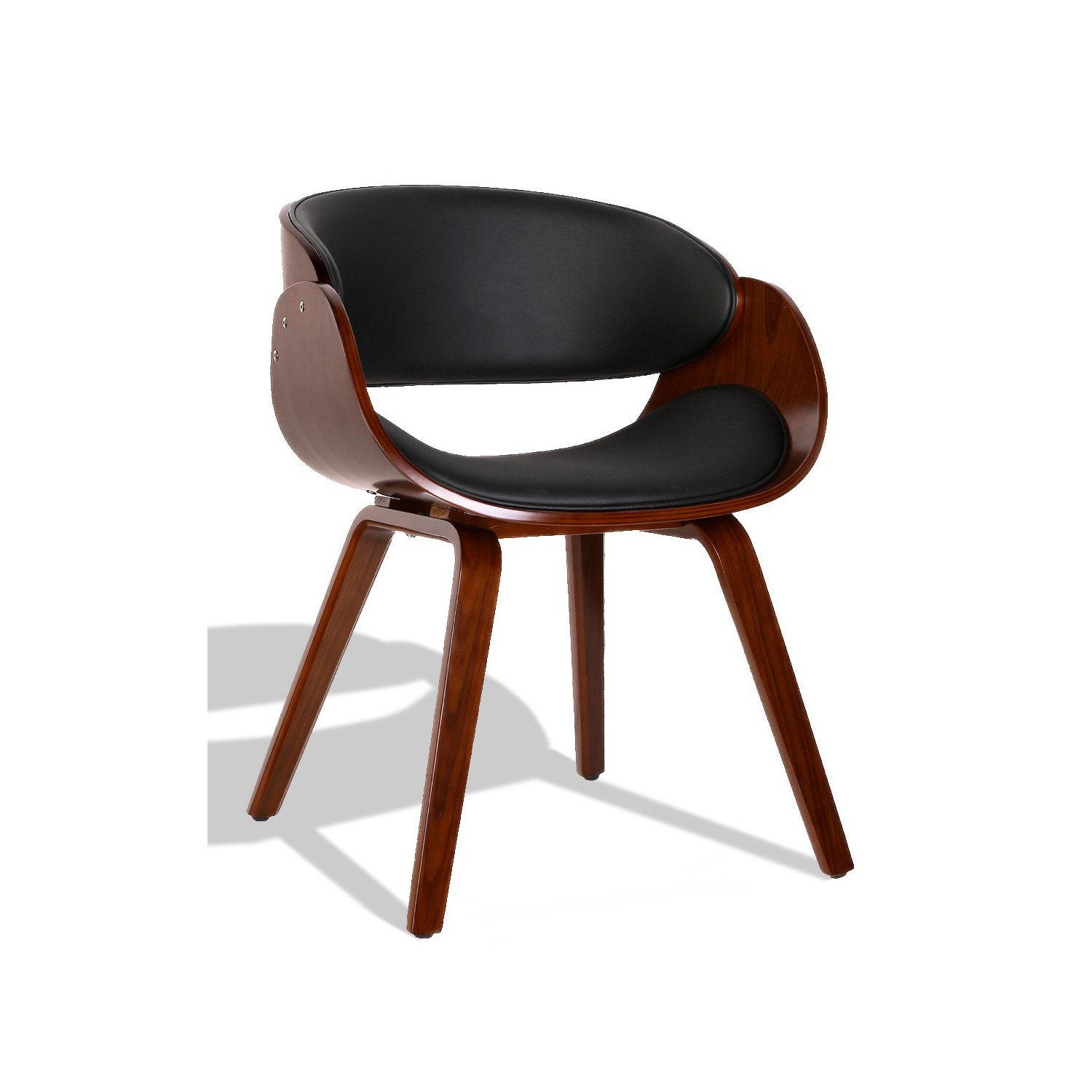 Sedia Nordic Burrow S con cuscino in similpelle in legno di noce