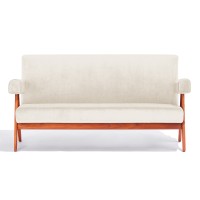 West Vintage Sofa aus Teakholz und Boucle-Polsterung