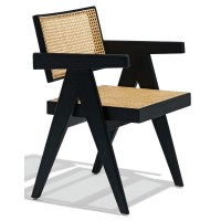 Sedia Compass con braccioli in legno di teak e rattan naturale