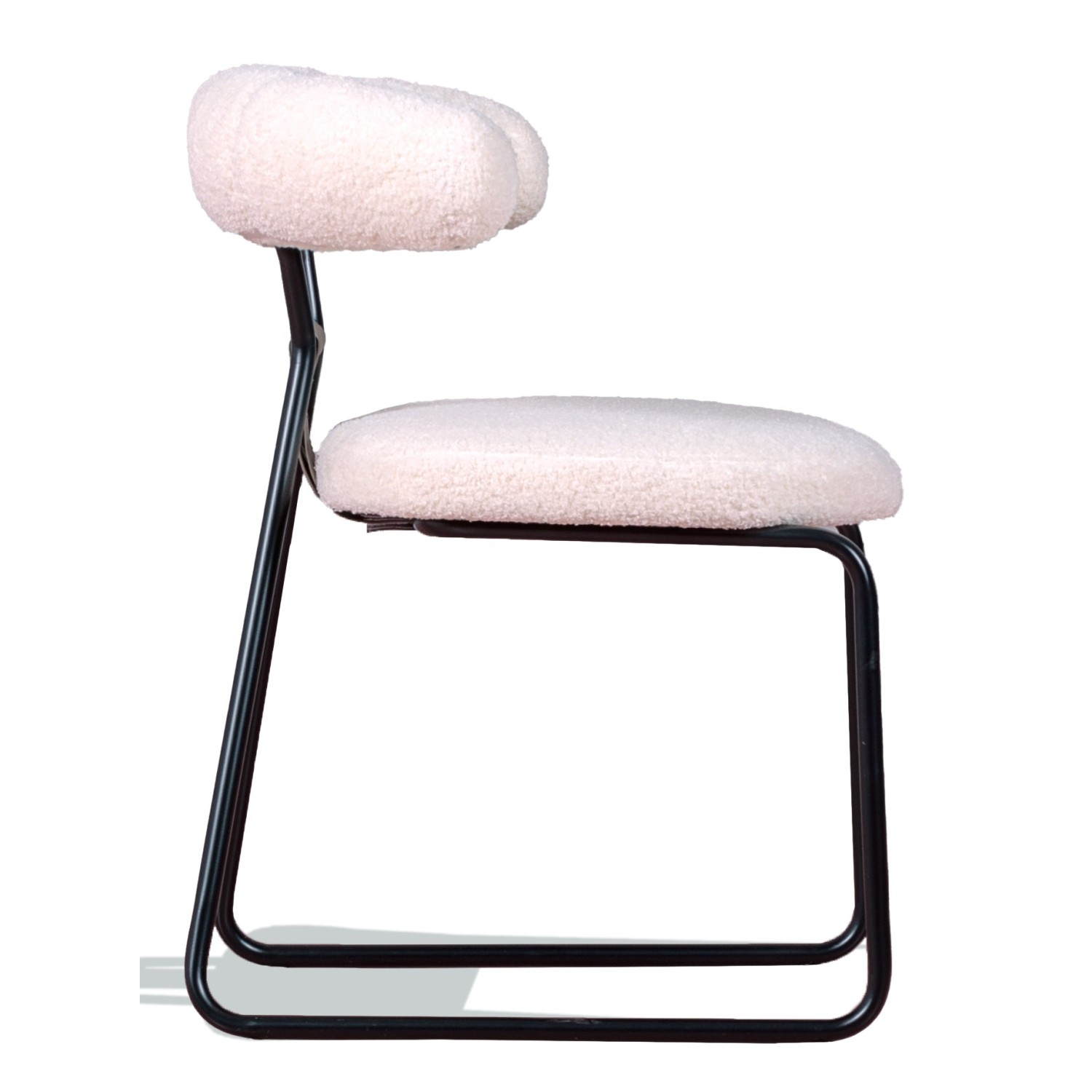 Sedia di design Oxford rivestita in bouclé
