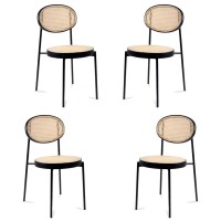Chaise Preston en rotin naturel et aluminium laqué noir