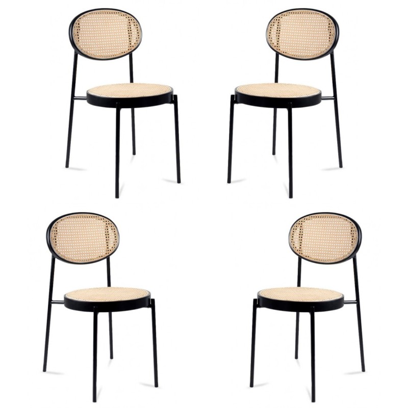 Conjunto de 4 cadeiras de jantar em rotim natural Preston