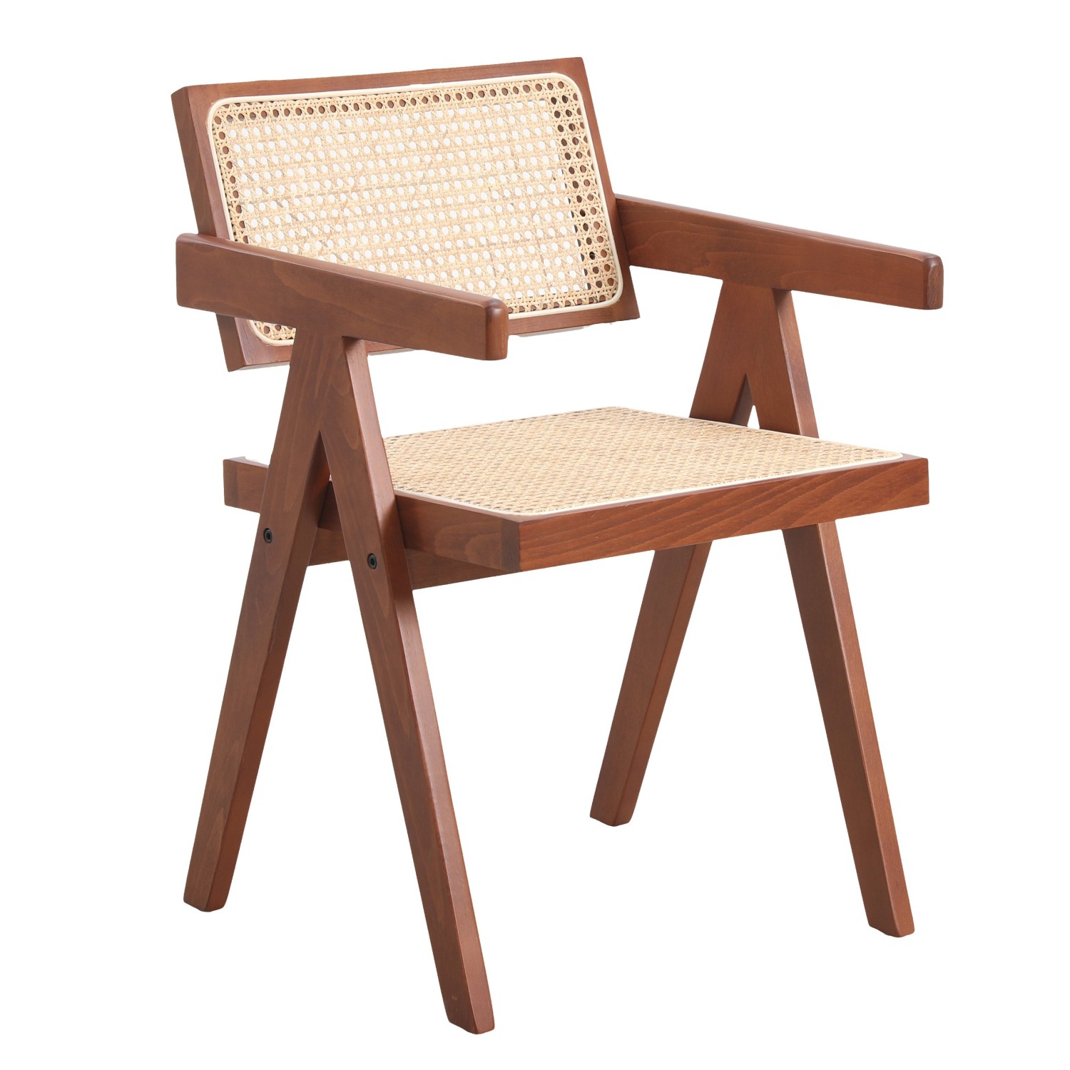 Replica della sedia Chandigarh con braccioli del designer Pierre Jeanneret 