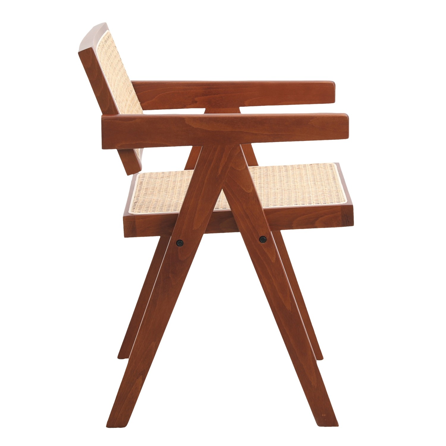 Replica della sedia Chandigarh con braccioli del designer Pierre Jeanneret 