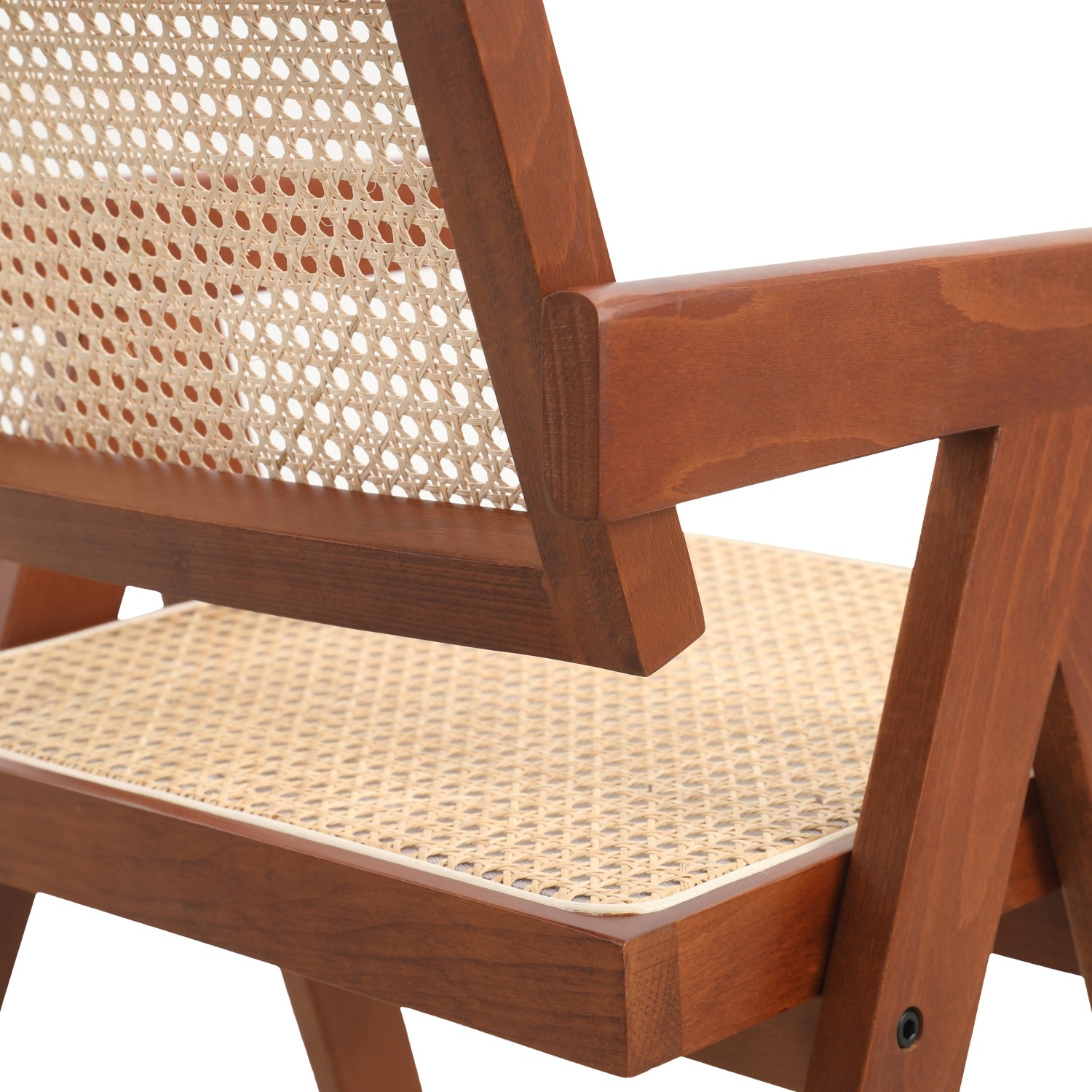 Replica della sedia Chandigarh con braccioli del designer Pierre Jeanneret 