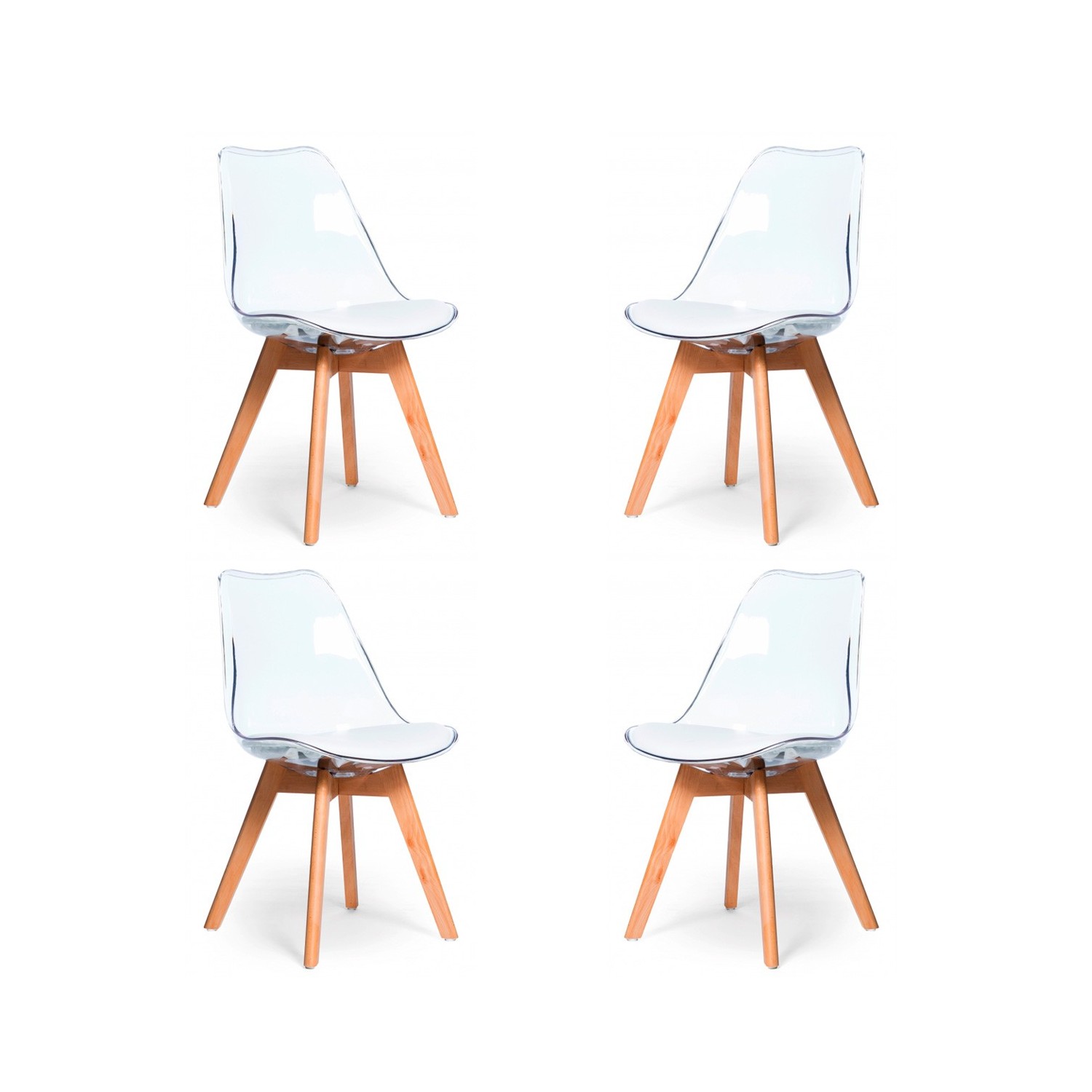 PACK 4 CHAISES VERONA TRANSPARENTES